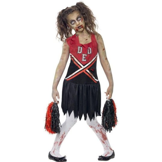 Girls Zombie Cheerleader Costume High School Halloween Fancy Dress Child Outfit