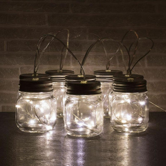 Glass Jar String Lights 8 LED Battery Powered Fairy Light