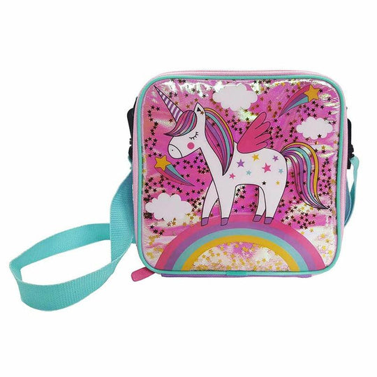 Glitter Confetti Unicorn Kids Insulated School Lunch Bag