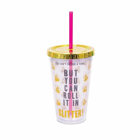 Glitter Poo Sipper Cup Plastic Drinking Cup With Straw & Lid