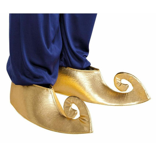 Gold Genie Shoe Covers Sultan Aladdin Fancy Dress Arabian Prince Costume