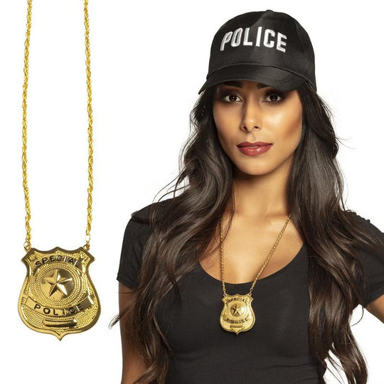 Gold Special Police Necklace Pendant Fancy Dress Accessory