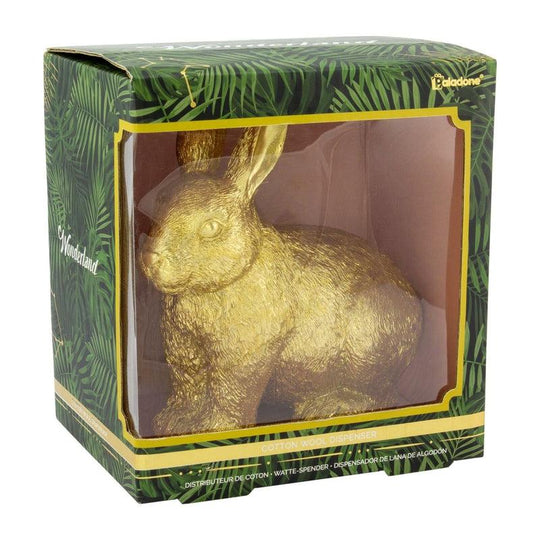 Gold Wonderland Rabbit Bunny Cotton Wool Pad Ball Dispenser