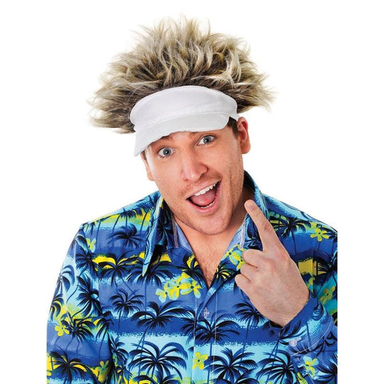 Golfer Hat With Hair Sun Visor Sport Fancy Dress Wig