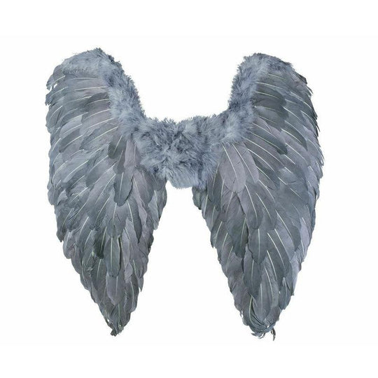 Grey Fallen Angel Wings Ladies Halloween Fancy Dress Costume Accessory