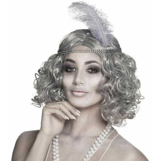 Grey Ghost Flapper Wig 1920s Halloween Silver Gatsby Fancy Dress