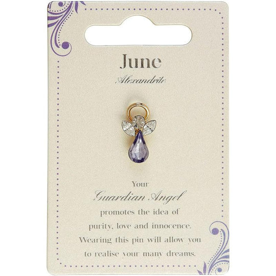 Guardian Angel Brooch, June Birthstone