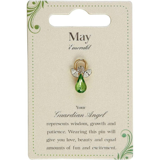 Guardian Angel Brooch, May Birthstone