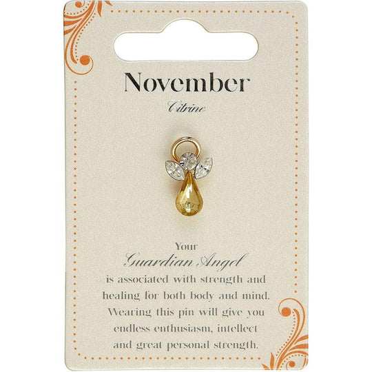 Guardian Angel Brooch, November Birthstone