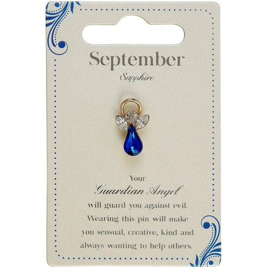 Guardian Angel Brooch, September Birthstone