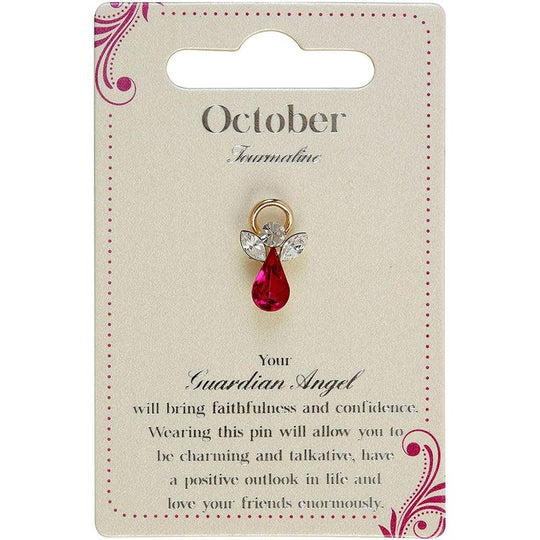 Guardian Angel Brooch,October Birthstone