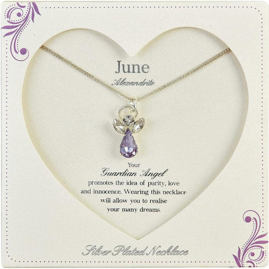 Guardian Angel Caption Card, June Birthstone Necklace
