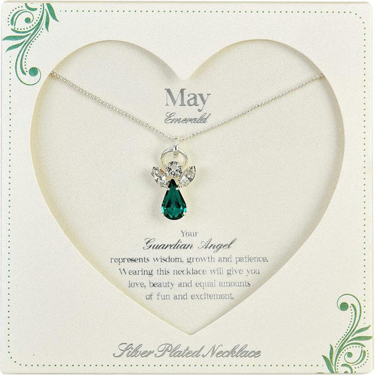 Guardian Angel Caption Card, May Birthstone Necklace