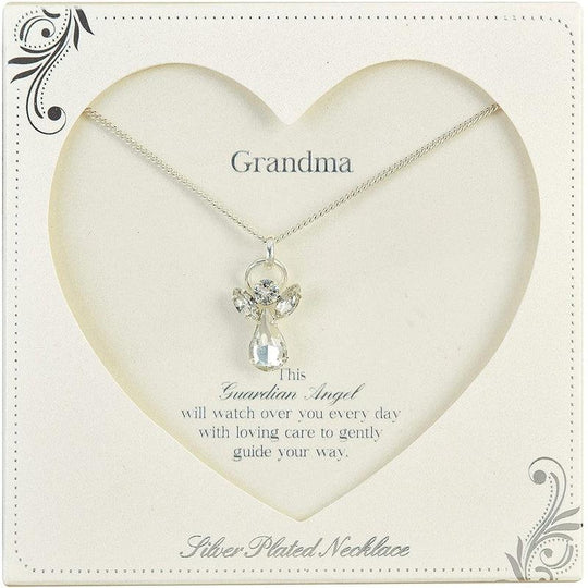 Guardian Angel Grandma, Angel, Gemstone Necklace with Caption Card