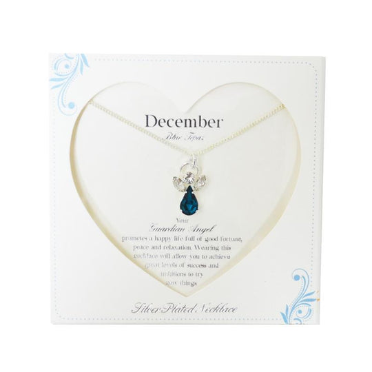 Guardian Angel Necklace with Caption Card, December Birthstone