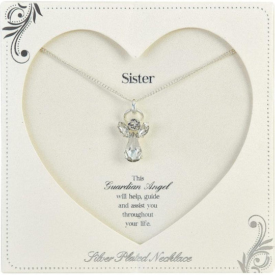 Guardian Angel Sister, Angel, Gemstone Necklace with Caption Card