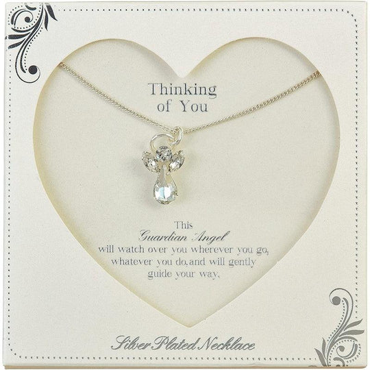 Guardian Angel Thinking of You, Angel, Gemstone Necklace with Caption Card