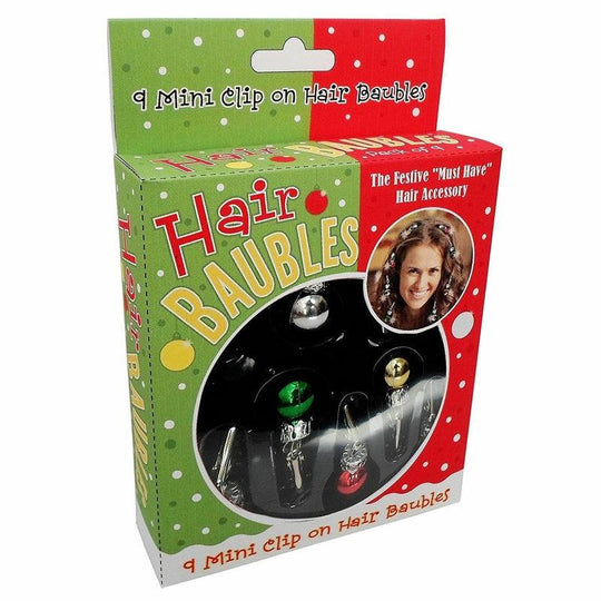 Hair Baubles 9 Novelty Clip On Baubles Secret Santa Christmas Festive Gift