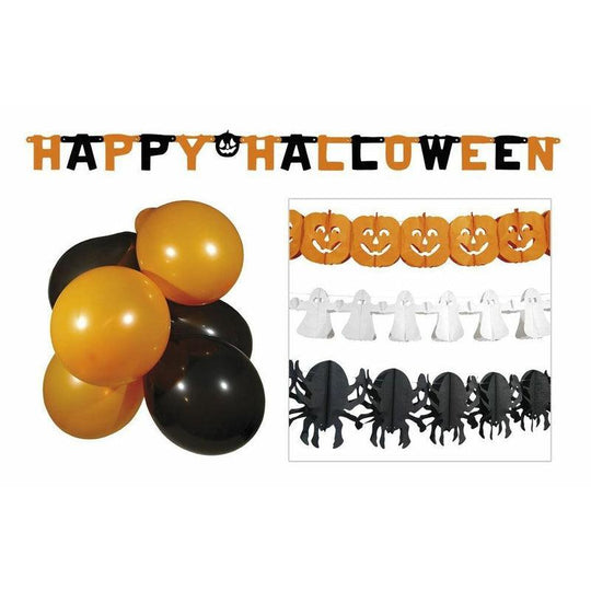Halloween Party Decoration Set 10 Balloons 3 Garlands & Banner