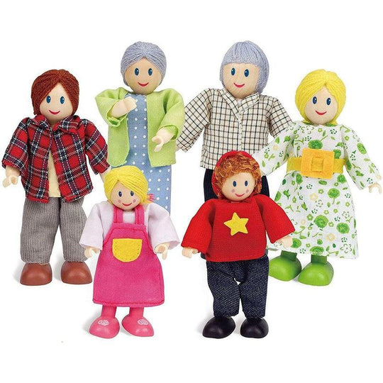 Hape Happy Family Wooden Dolls Caucasian Figures Kids Childrens Toy