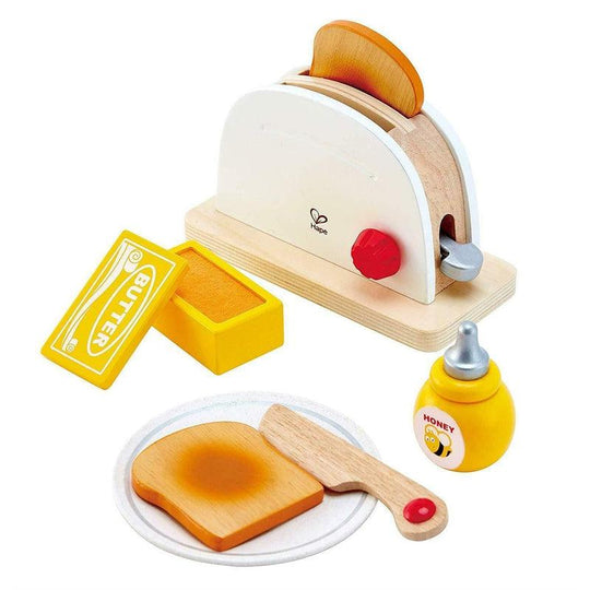 Hape Pop Up Toaster Set Kids Children's Wooden Kitchen Pretend Play Toy Playset