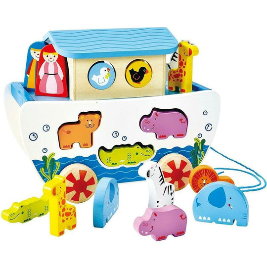 Hape Pull Along Noah's Ark Kids Childrens Wooden Animals Toy Playset Ages 1+