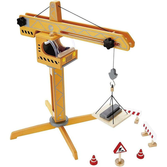 Hape Wooden Crane Lift Kids Childrens Building Pretend Play Toy Playset