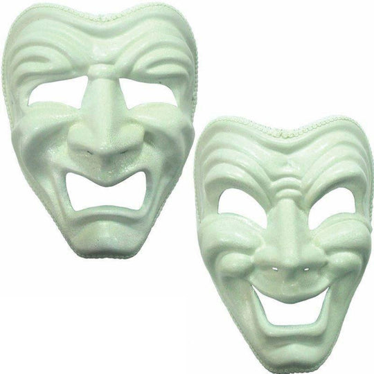 Happy Sad Masquerade Ball Halloween White Face Mask Fancy Dress Accessory