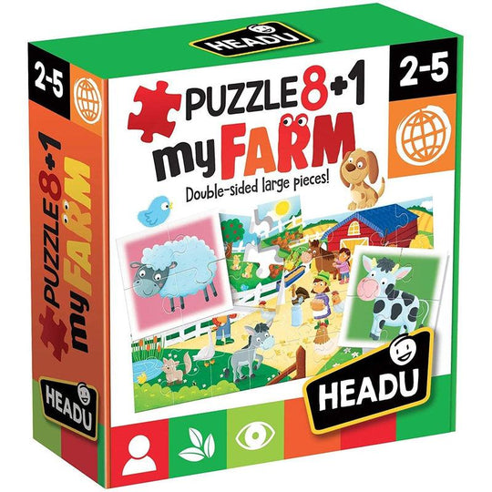 Headu Puzzle 8+1 My Farm Educational Game, Multicolored