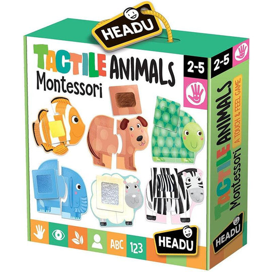 Headu Tactile Animals Montessori Puzzle 1-4 Years, Multi-Coloured