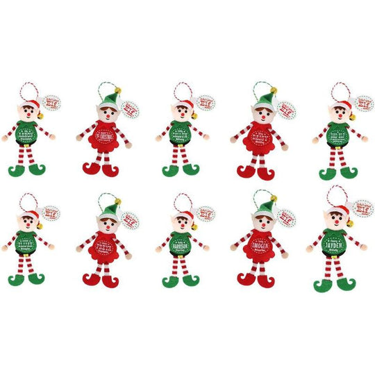 History & Heraldry Personalised Named Elf Christmas Tree Decorations