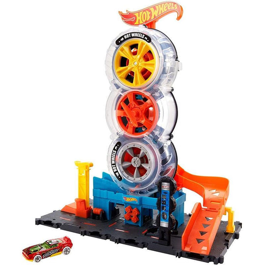 Hot Wheels City Super Twist Tire Shop Toy Car Play Set