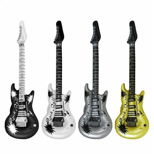 Inflatable ROCK N ROLL Guitar Fancy Dress Prop Music 80s Party Bag Pop
