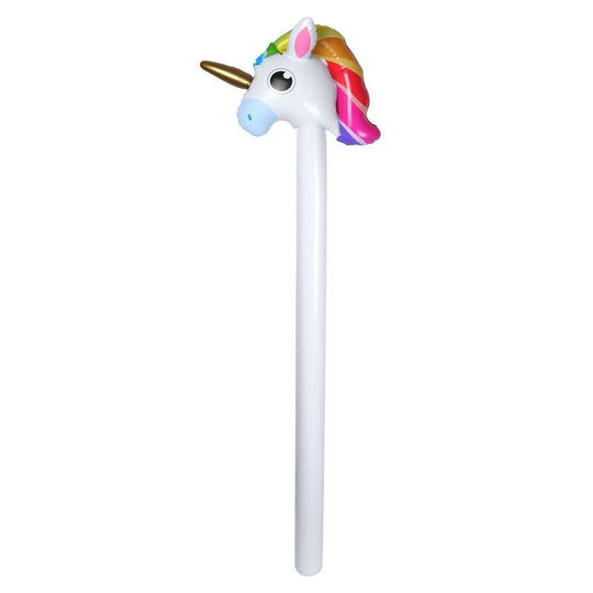 Inflatable Ride On Unicorn Stick 110cm Kids Fantasy Blow Up Horse
