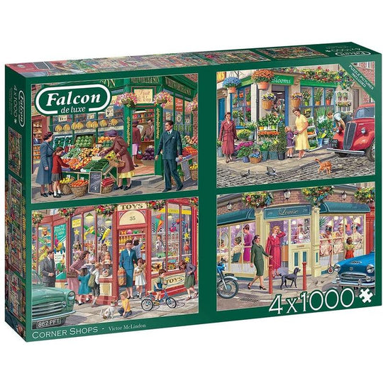 Jumbo, Falcon de Luxe 4 x 1,000 Corner Shops Puzzle