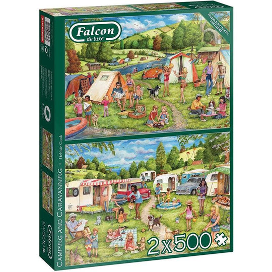 Jumbo Falcon de luxe Camping & Caravanning 2 x 500Pc Jigsaw Puzzle
