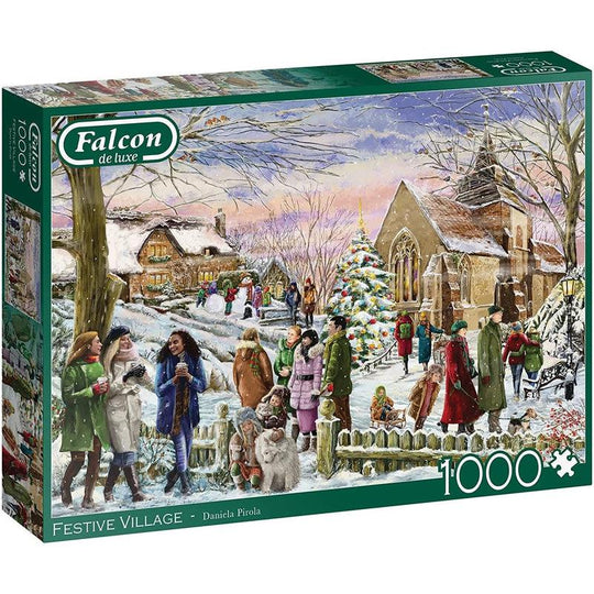 Jumbo Falcon de luxe Festive Village 1000Pc Jigsaw Puzzle