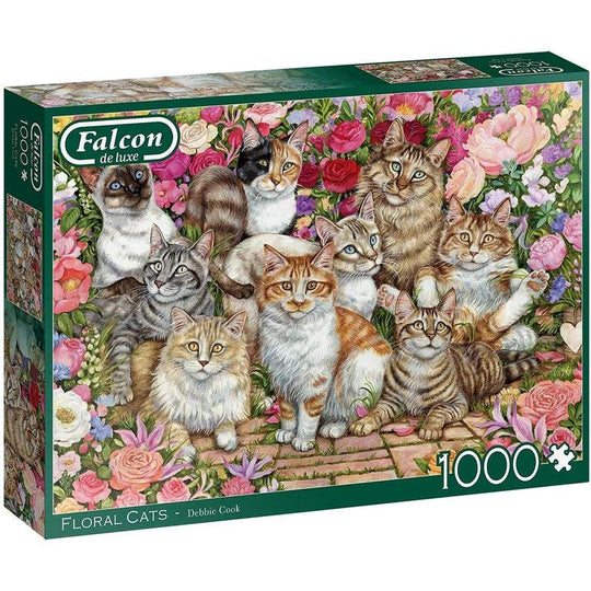 Jumbo, Falcon de luxe - Floral Cats, Jigsaw Puzzles for Adults, 1,000 piece