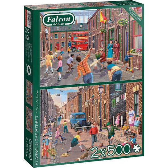 Jumbo Games Falcon De Luxe Playing in The Street 2 x 500 Piece Jigsaw Puzzles