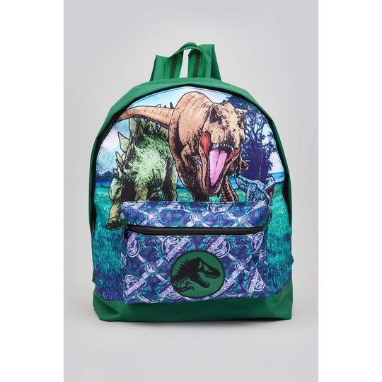 Jurassic World Unisex Front Pocket Dinosaur Backpack School Bag - Green