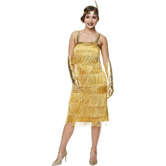 Karnival Charleston Flapper 1920's Women's Fancy Dress Costume - Gold