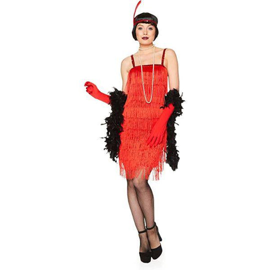 Karnival Charleston Flapper 1920's Women's Fancy Dress Costume - Red