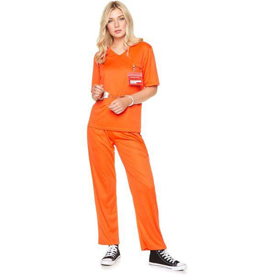 Karnival Inmate Prisoner Convict Women's Fancy Dress Costume