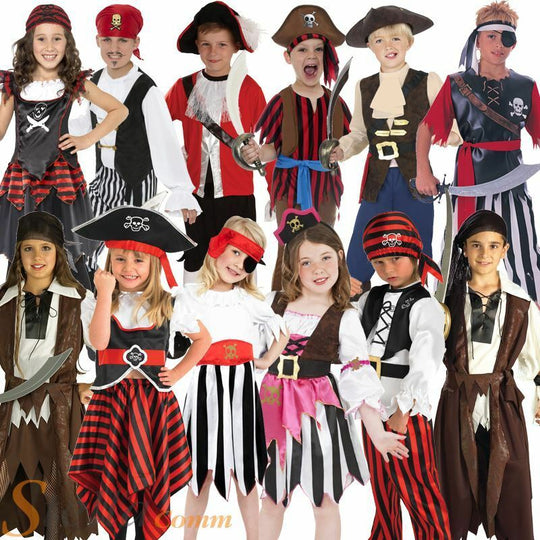 Kids Caribbean Pirate Captain Fancy Dress Costume Book Week Bucaneer Outfit