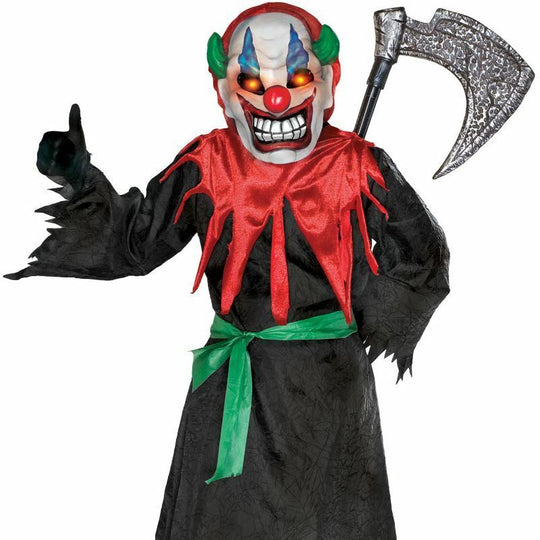Kids Crazy Clown Costume Boys Girls Halloween Fancy Dress Light Up Eyes Outfit