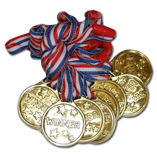 Kids Gold Medals Plastic Winner Party Loot Bags Filler School Sports Day Trophy