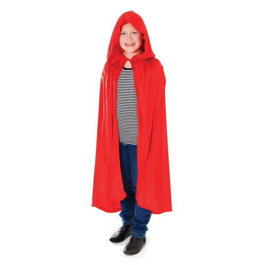 Kids Red Riding Hood Velvet Hooded Cloak Girls Book Week Fancy Dress Costume