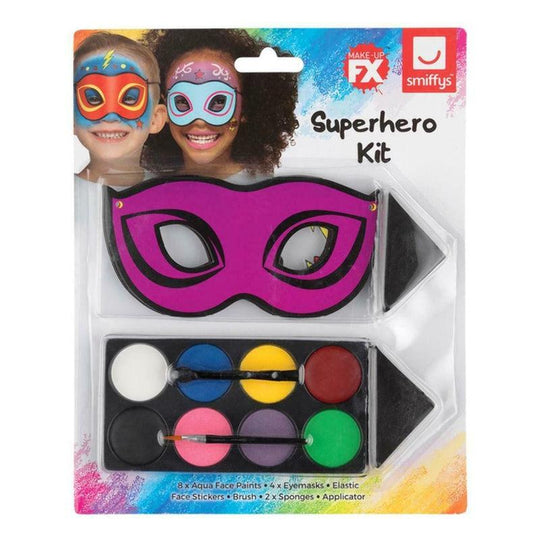Kids Superhero Make Up Kit Fancy Dress Face Paint Set