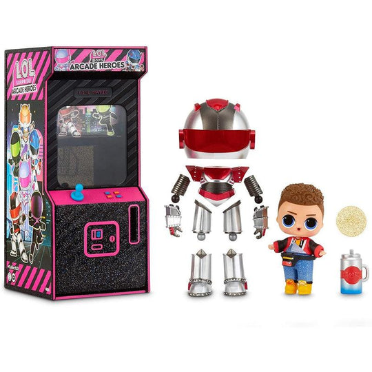 LOL Surprise Boys Arcade Heroes – Action Figure Doll - With 15 Surprises, 6 Piece Hero Suit and Accessories
