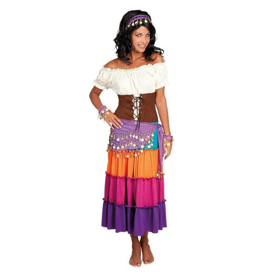 Ladies 3 Piece Romany Gypsy Costume Set Headband Bracelet Belt Fancy Dress